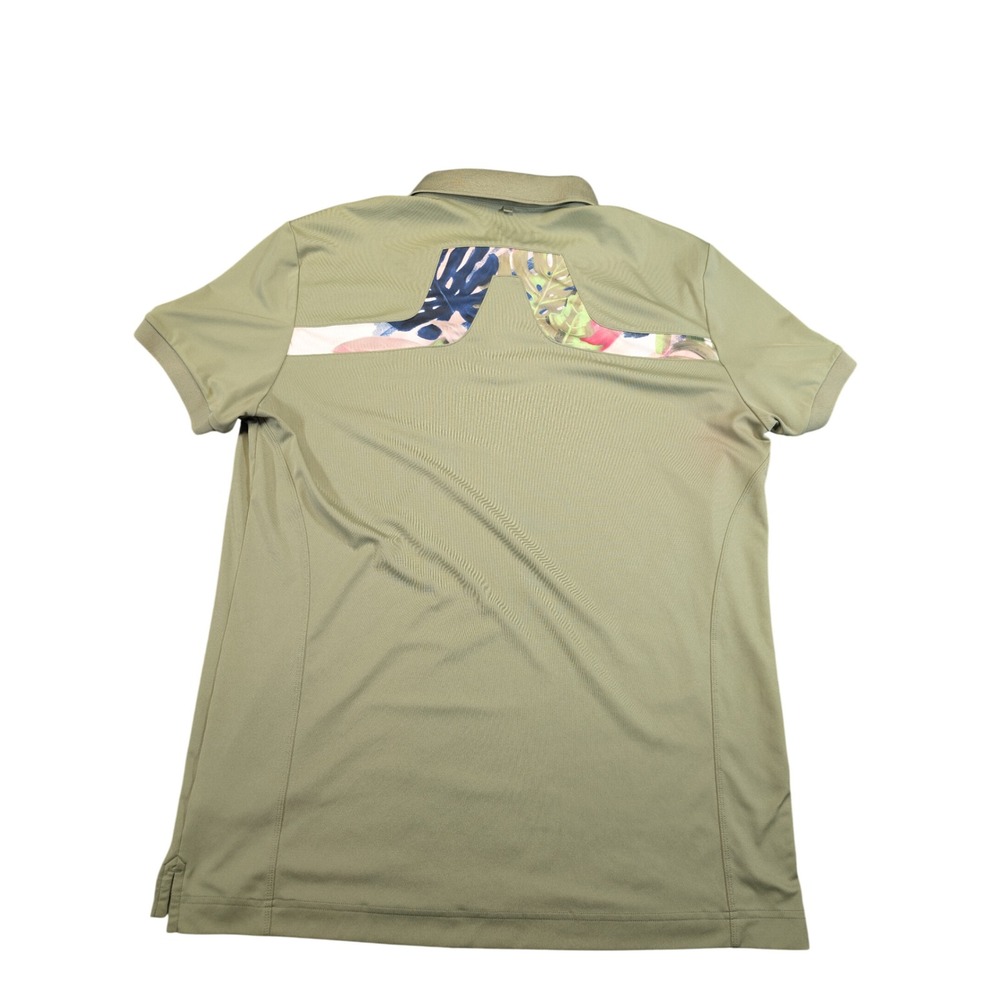 J.Lindeberg Mens KV Regular Fit Print Army Green Polyester Golf Polo Size XL